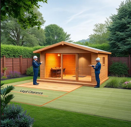 Planning guidelines for garden shed placement and professional installation compliance.